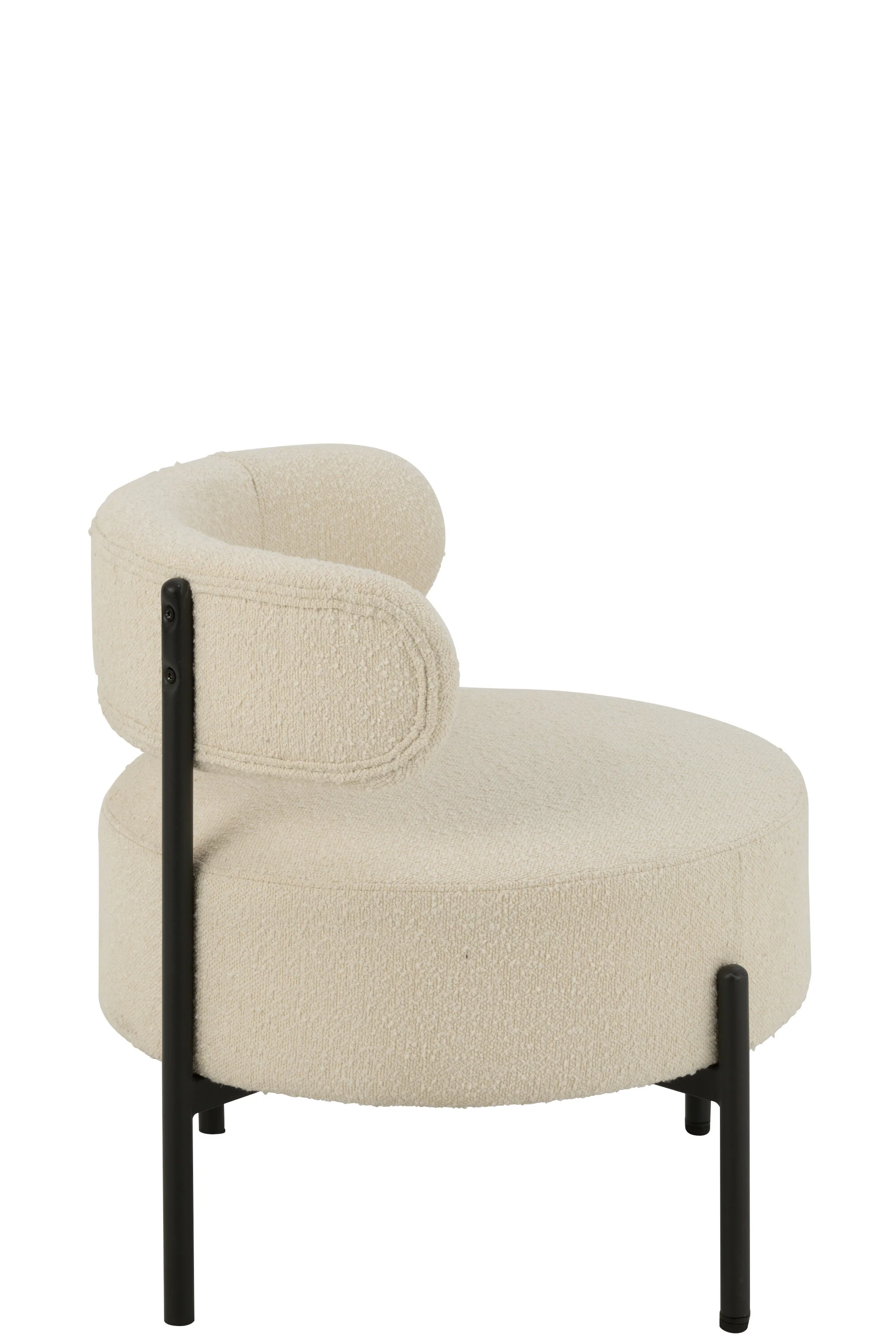 J-Line loungestoel Bouclé – multiplex/polyester – wit/zwart