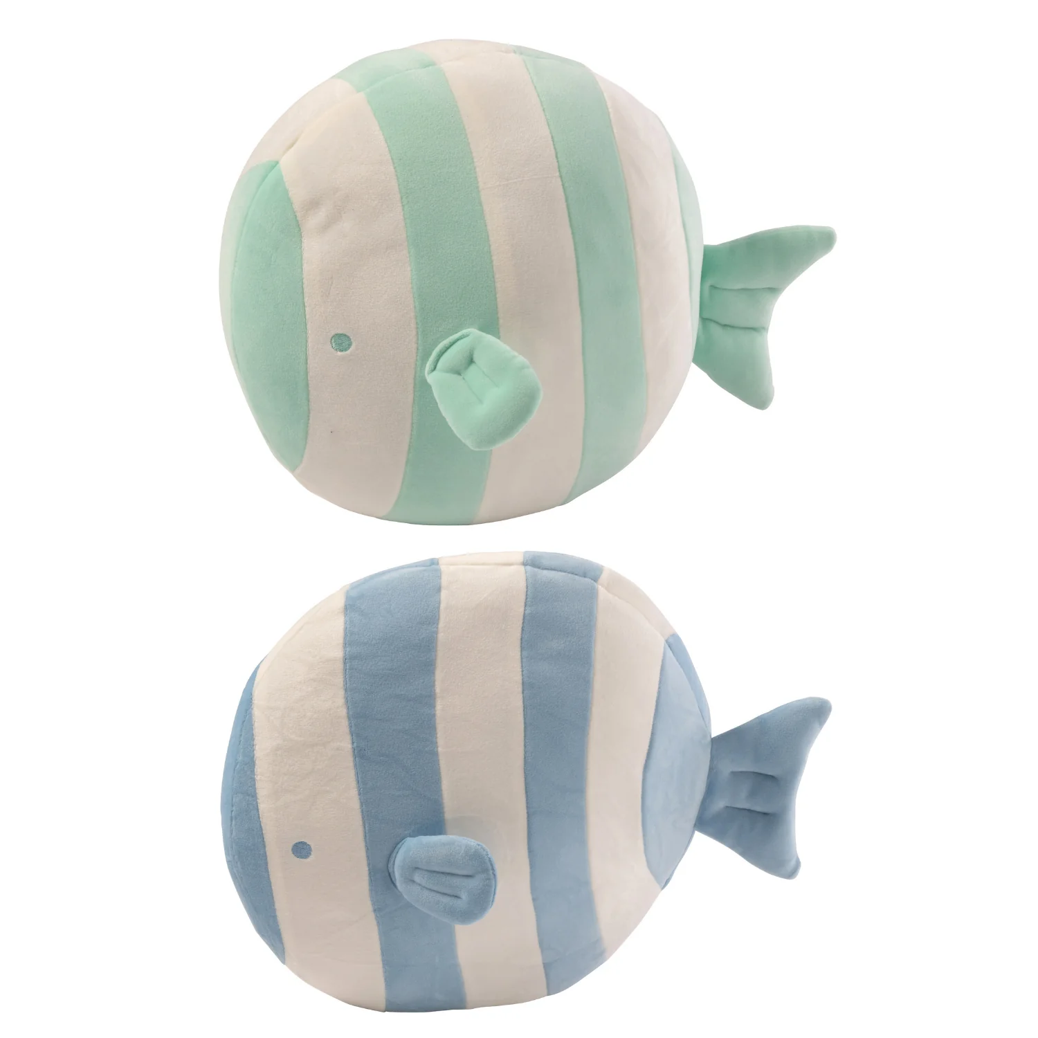 J-Line decoratie Vis Gestreept – polyresin – blauw/muntgroen – set van