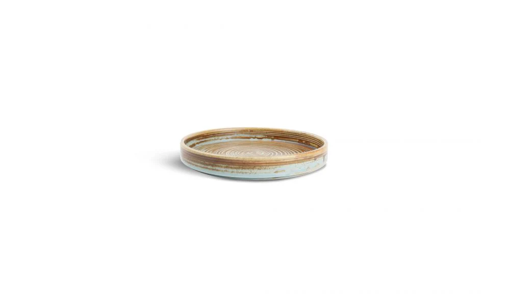 Bordje met opstaande rand, Bruin/Groen, Ø17, 5 x H:2cm – Escura (Set van 4)