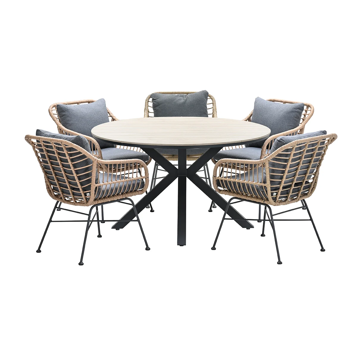 5-persoons ronde tuinset – Edison tafel – 5 Margriet stoelen