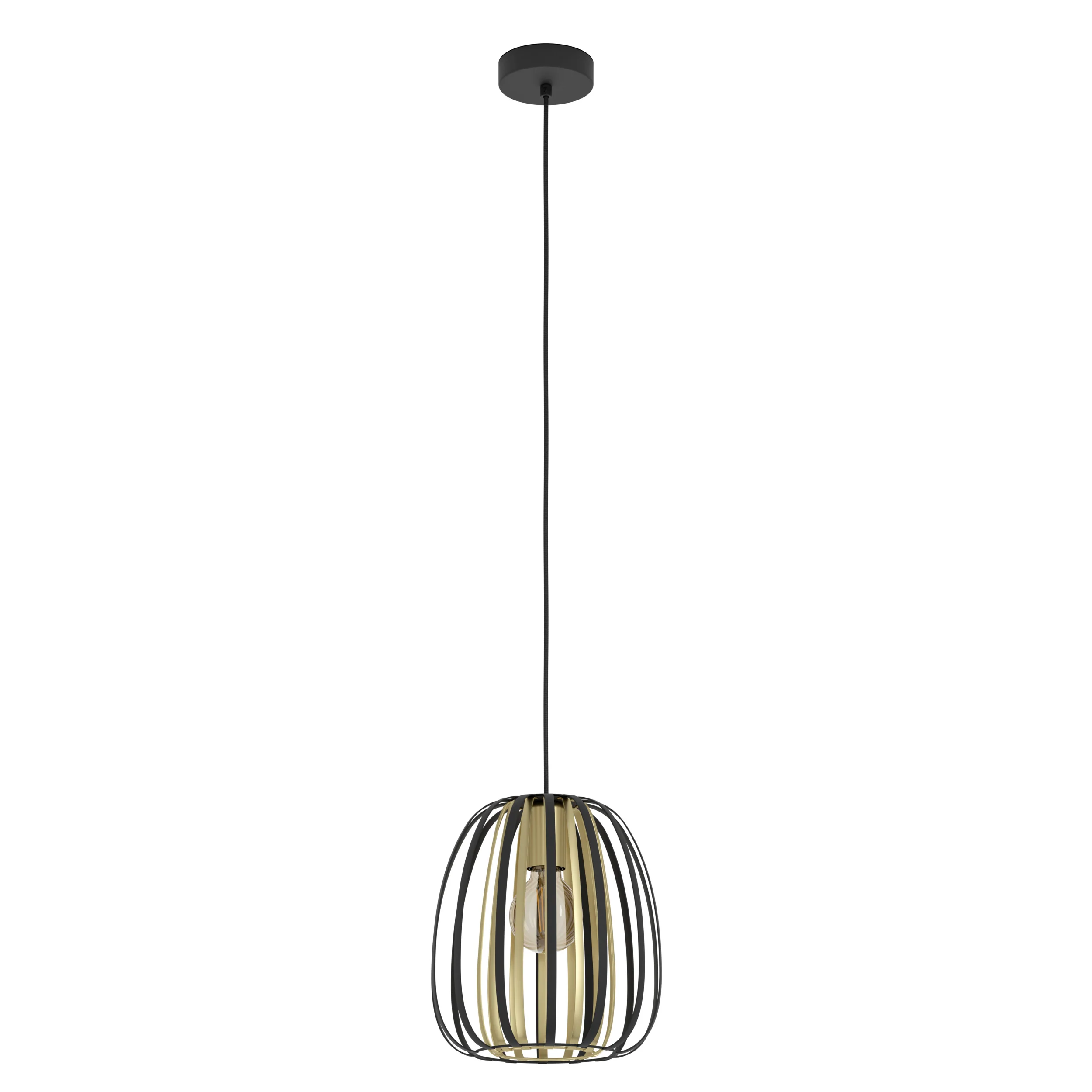 EGLO hanglamp Encinitos – e27 – ø 25,5cm – staal – zwart/goud