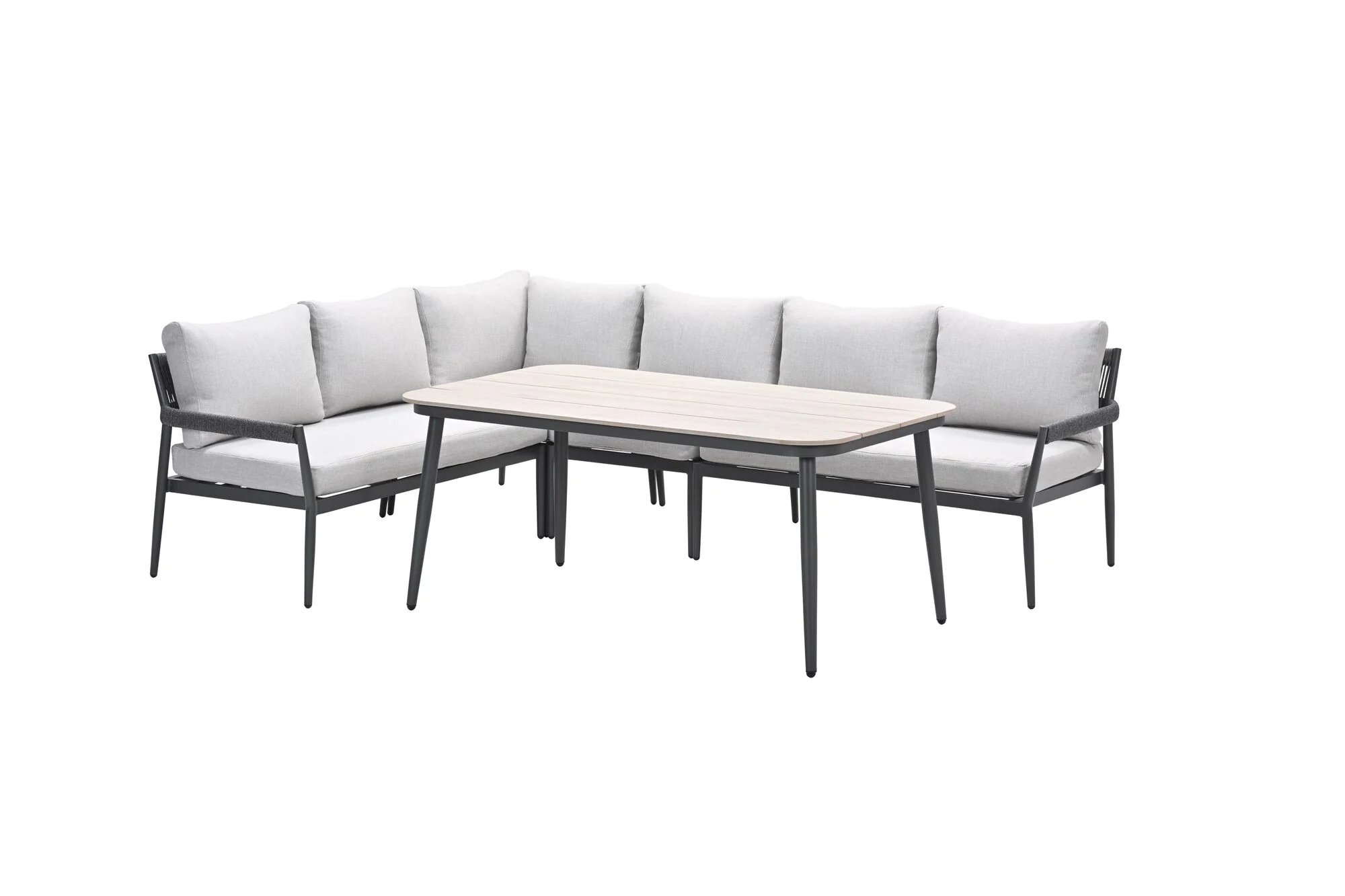 Barcelona lounge-diningset -5-dlg. – c. black -dark grey – valley sand