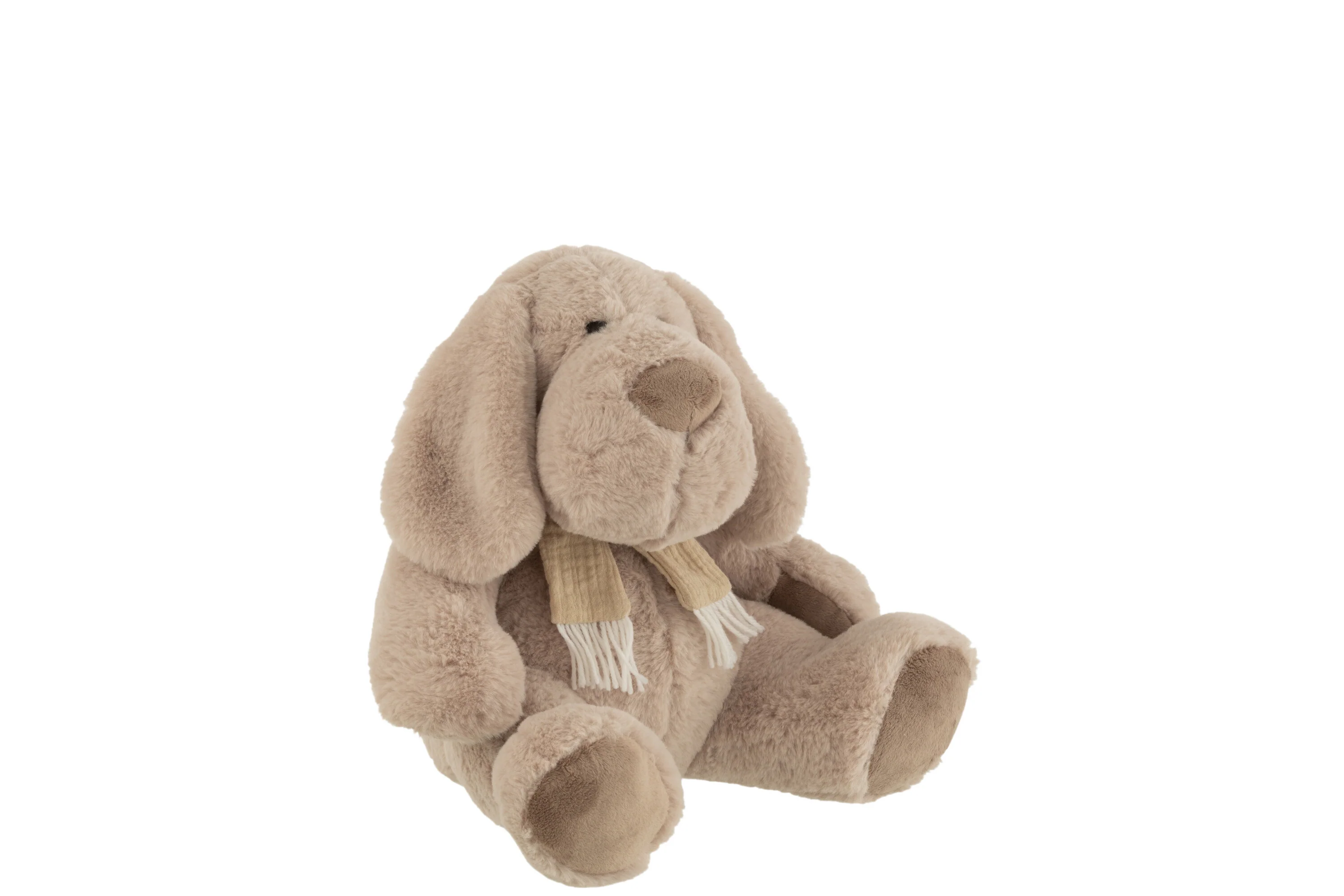 J-Line knuffel Hond + Sjaal Zittend – textiel – beige – large