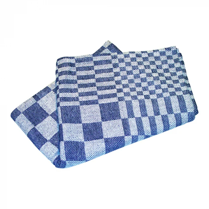 Theedoek geblokt, blauw, 65×65 cm