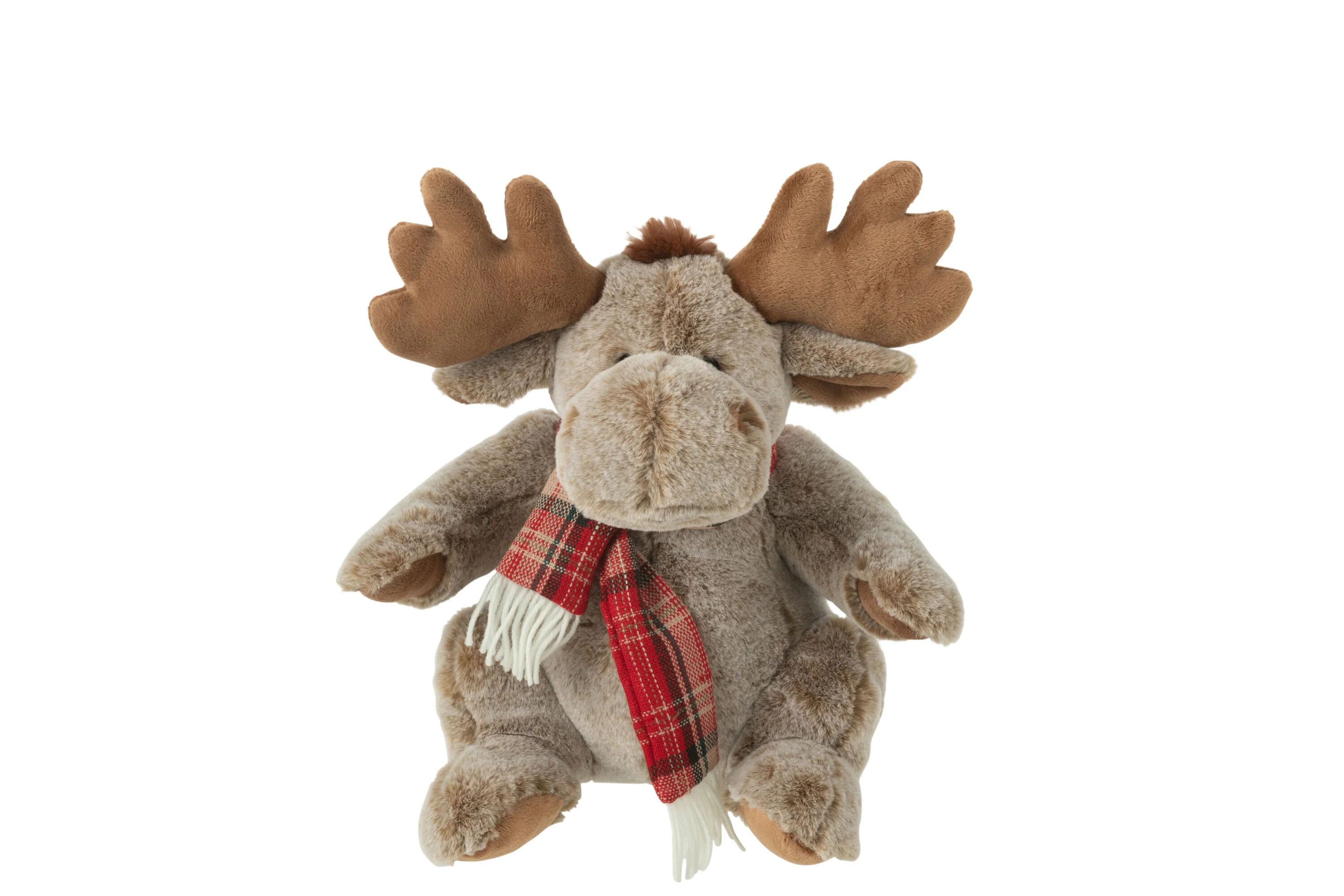 J-Line knuffel Rendier + Sjaal – polyester – bruin – medium