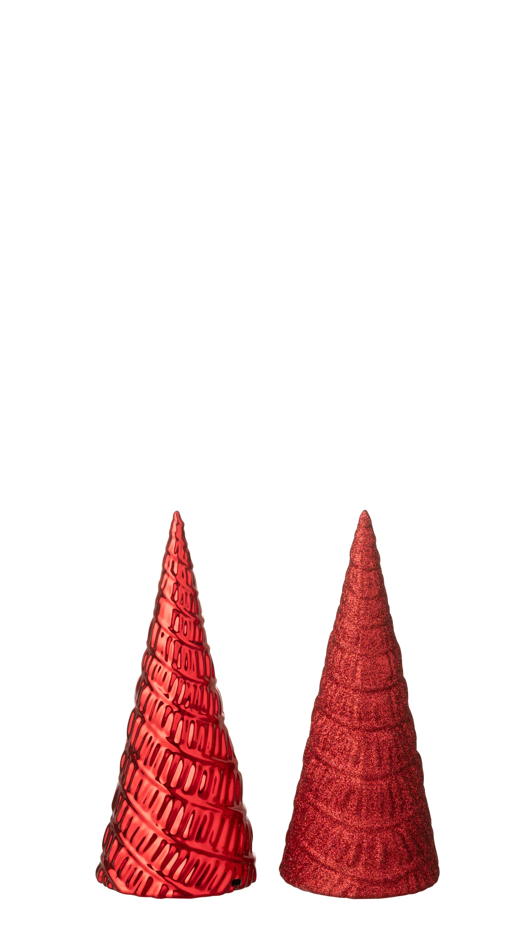J-Line decoratie Boom – kunststof – kerstrood – 2 stuks