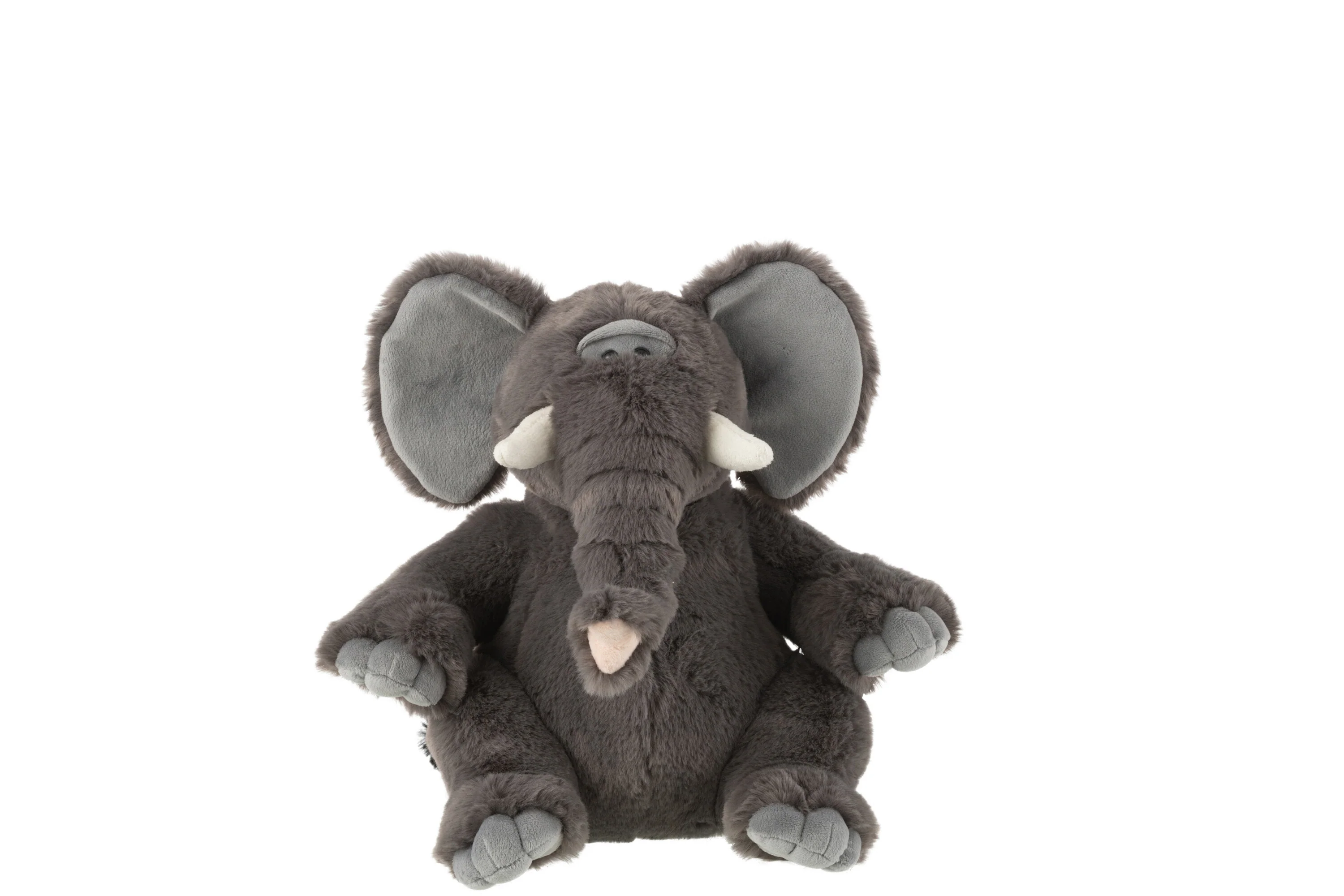 J-Line knuffel Olifant – polyester – grijs – medium