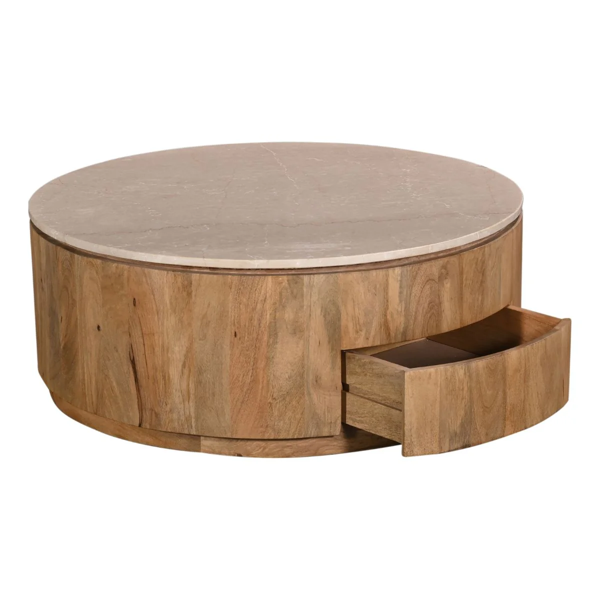 Giga Meubel Salontafel Elan Rond – Travertin – Naturel – 90x90x35cm –