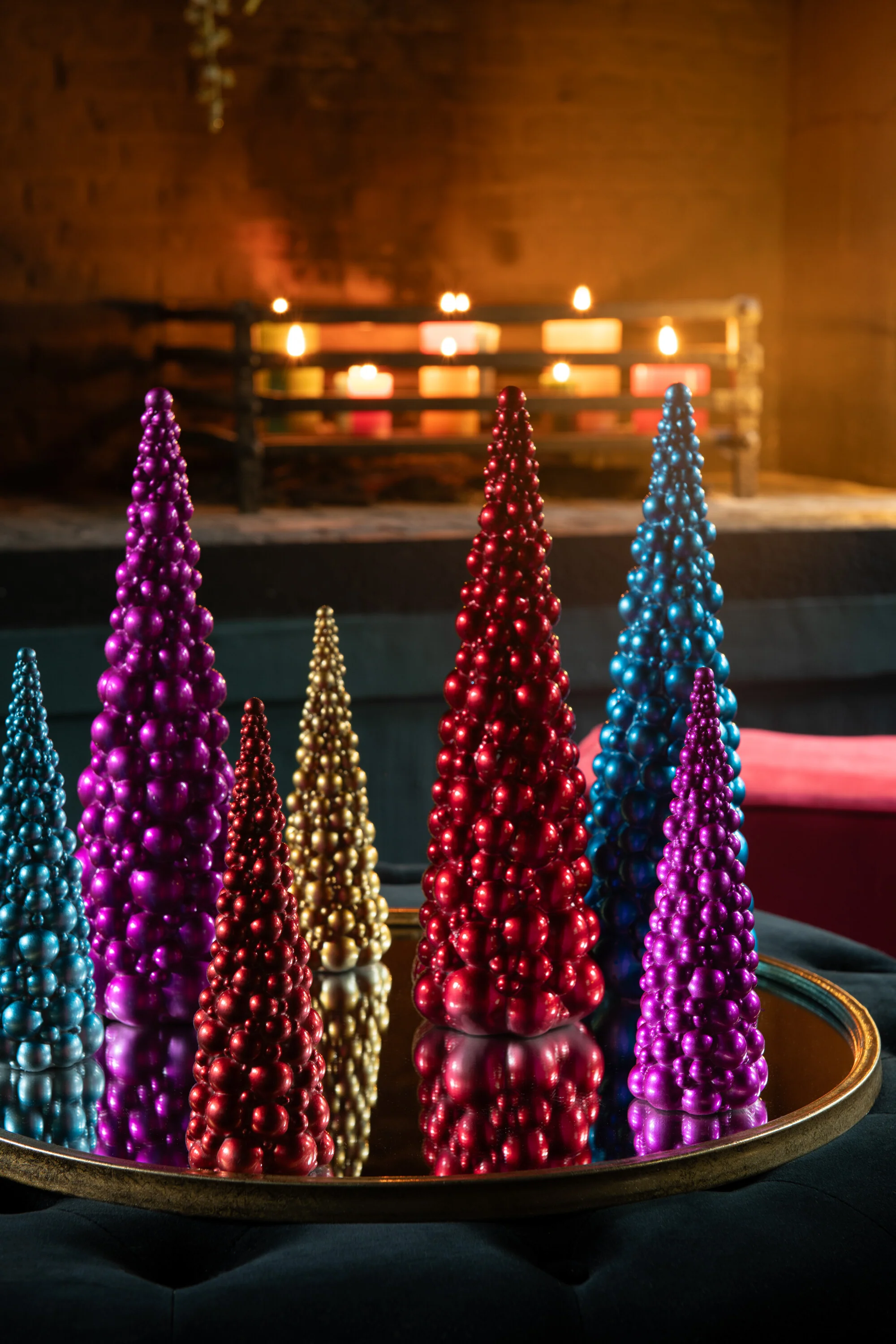 J-Line decoratie Ballen Kerstboom – polyresin – mix – small – 4 stuks