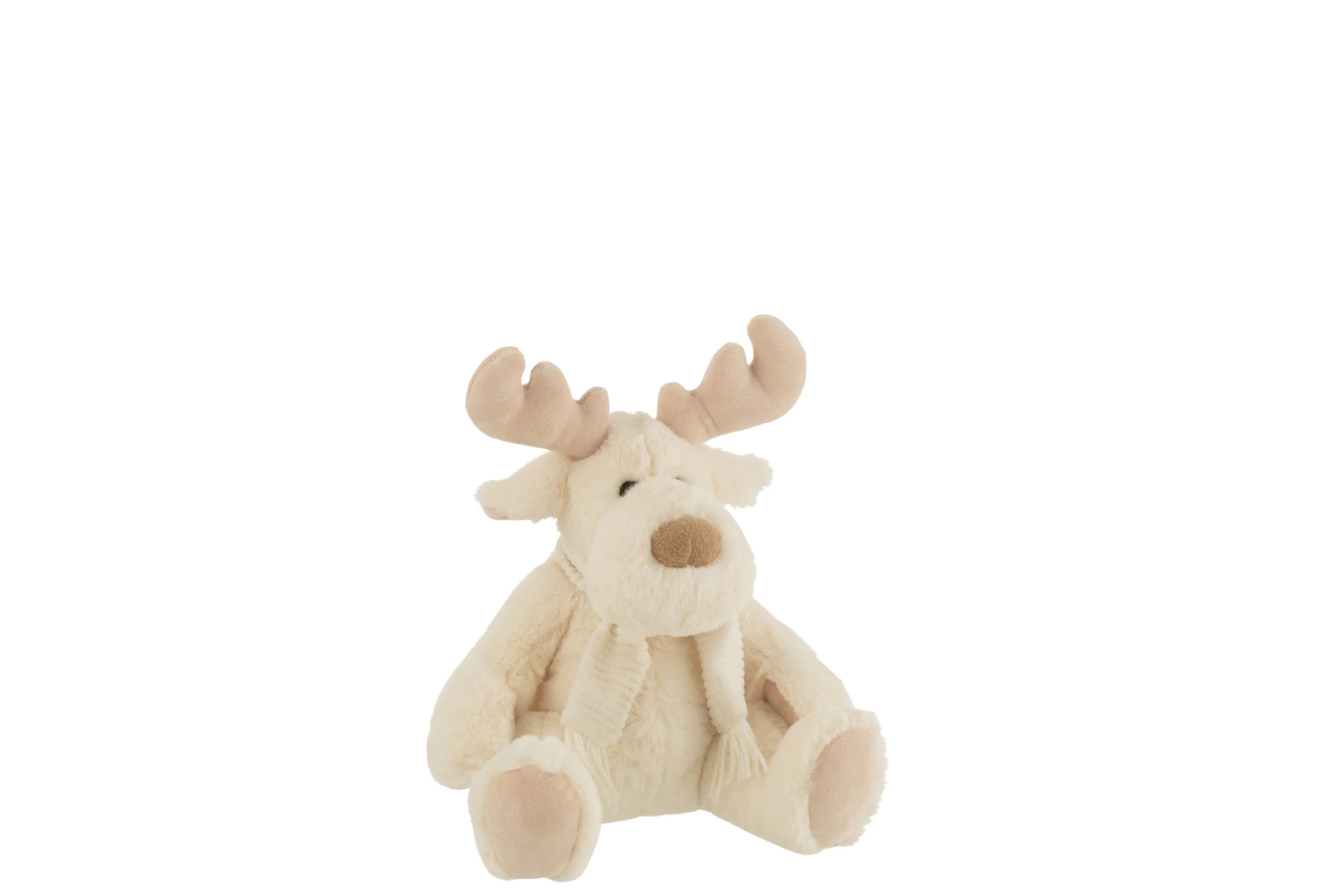 J-Line knuffel Rendier + Sjaal Zittend – textiel – wit/beige – small