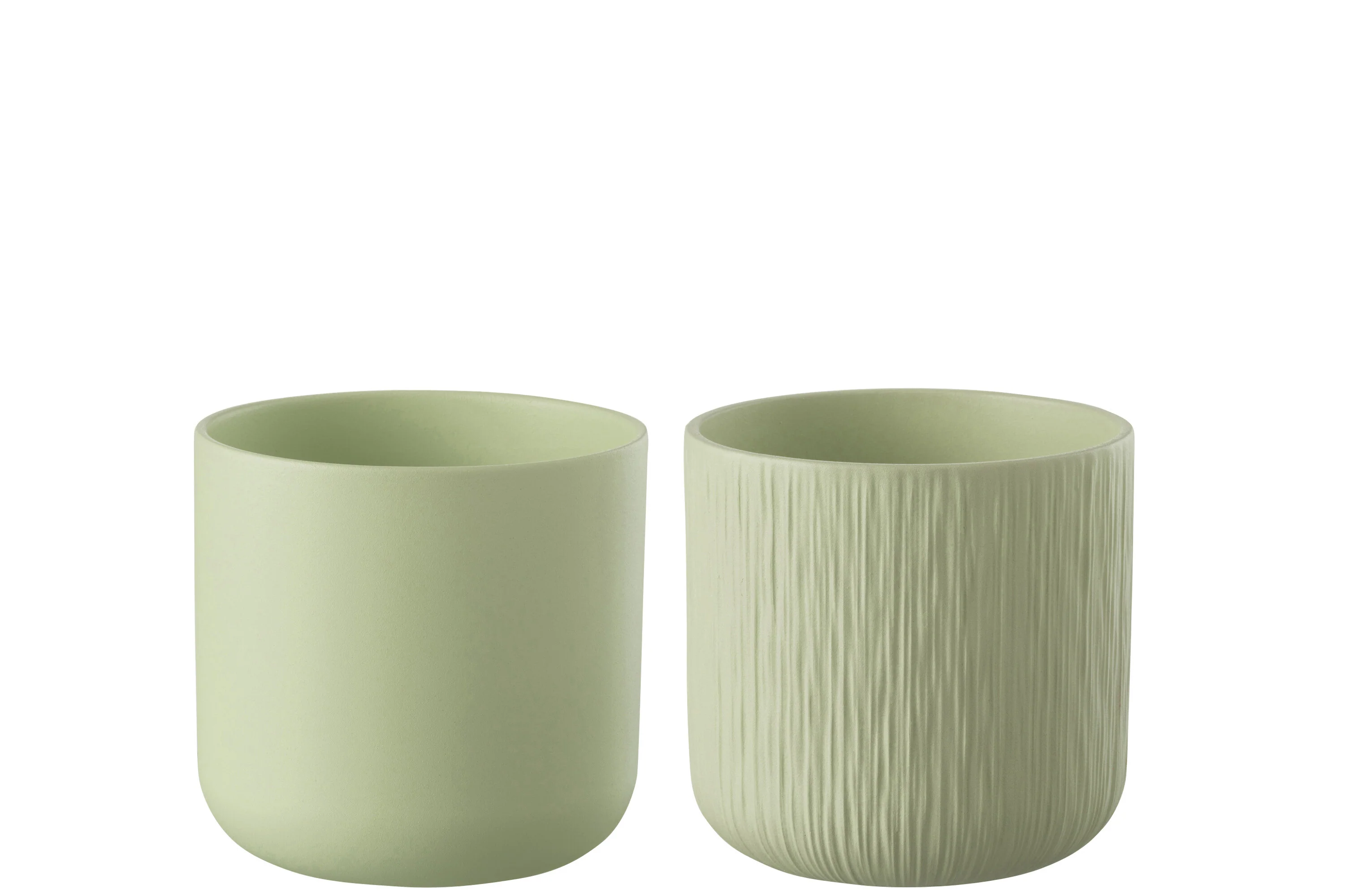 J-Line bloempot Gen – keramiek – pistache – large – 2 stuks – Ø 18.5 c