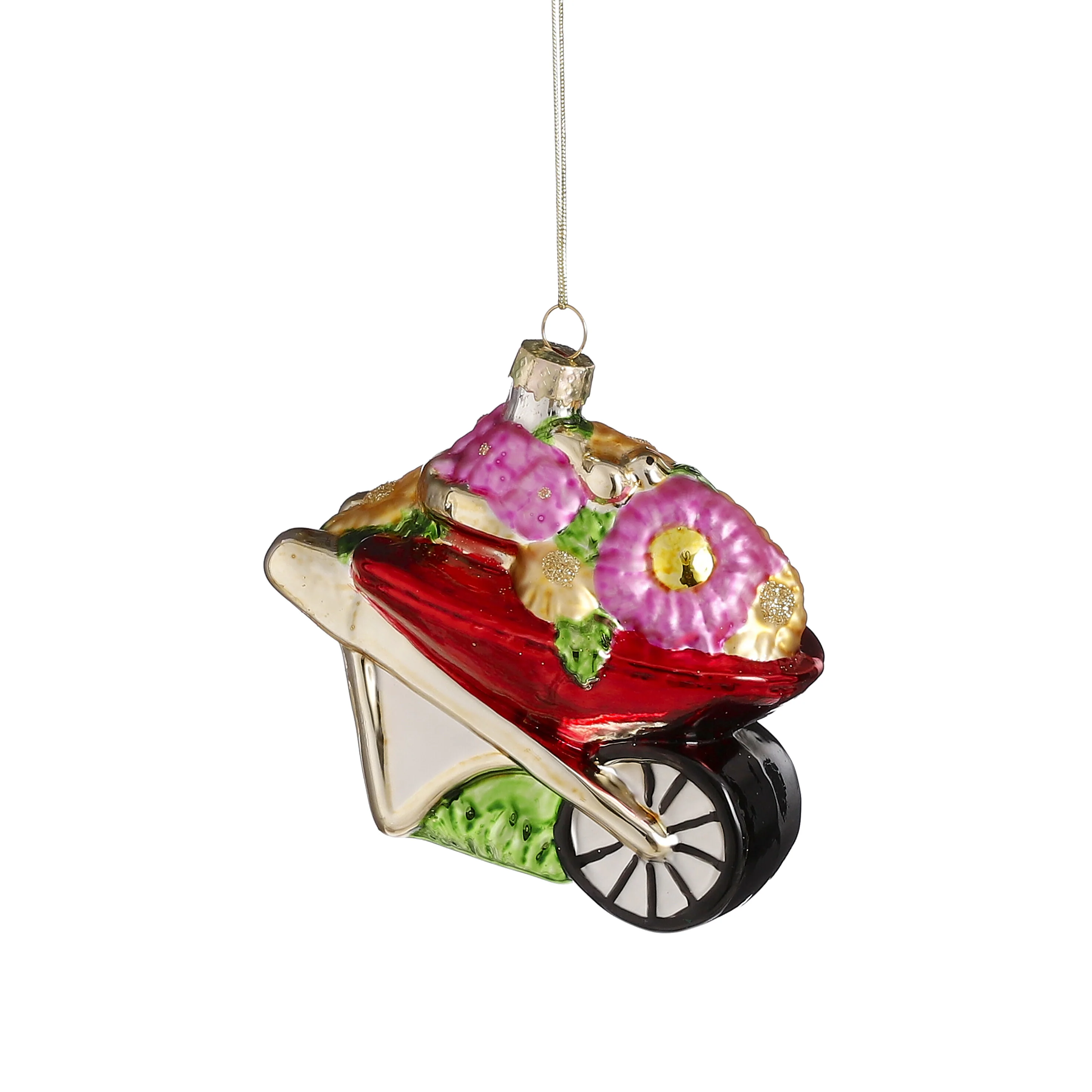 House of Seasons Kerst Ornament Kruiwagen – L11 x B6 x H10 cm – Rood
