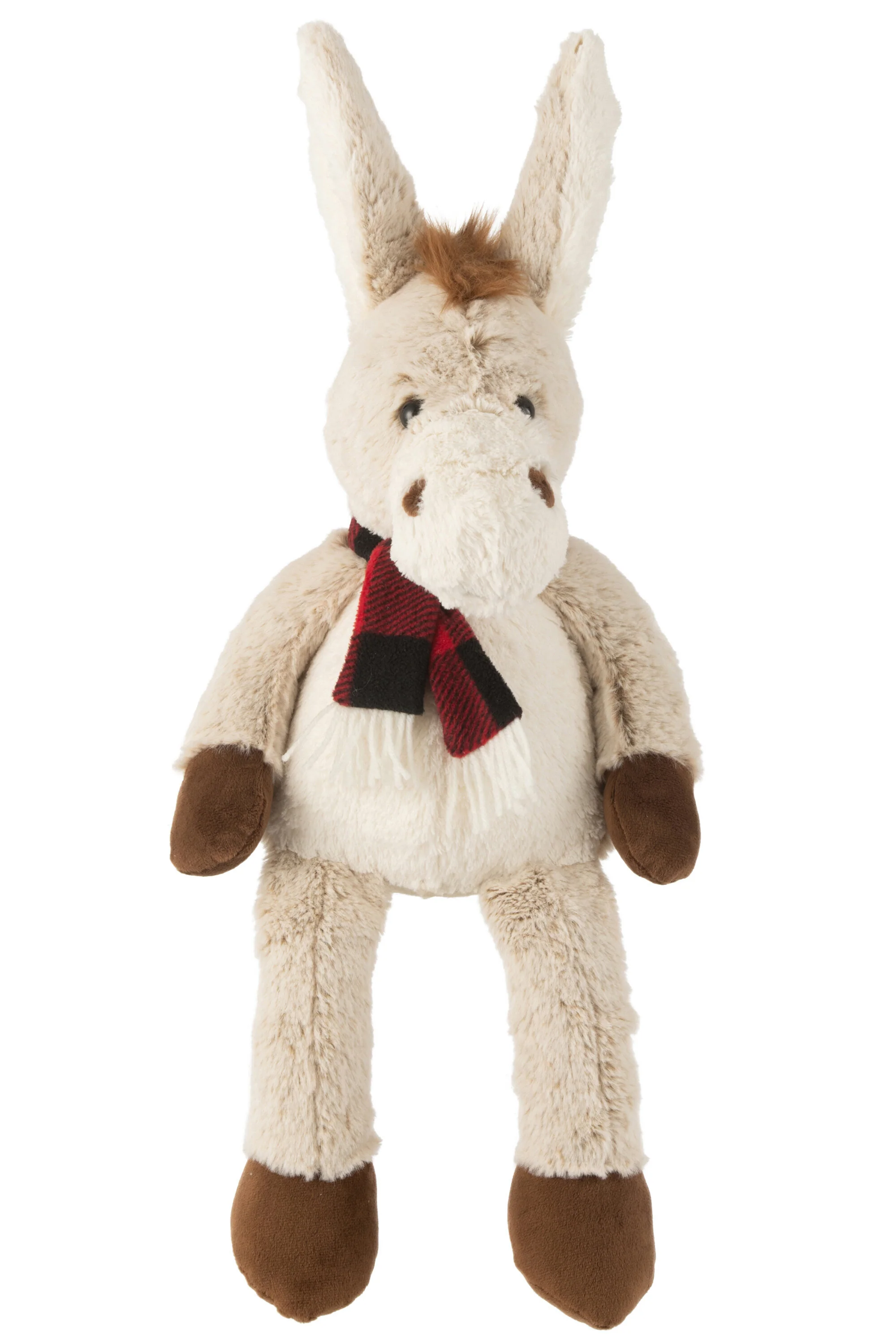 J-Line knuffel Ezel + Sjaal – polyester – beige/bruin – large