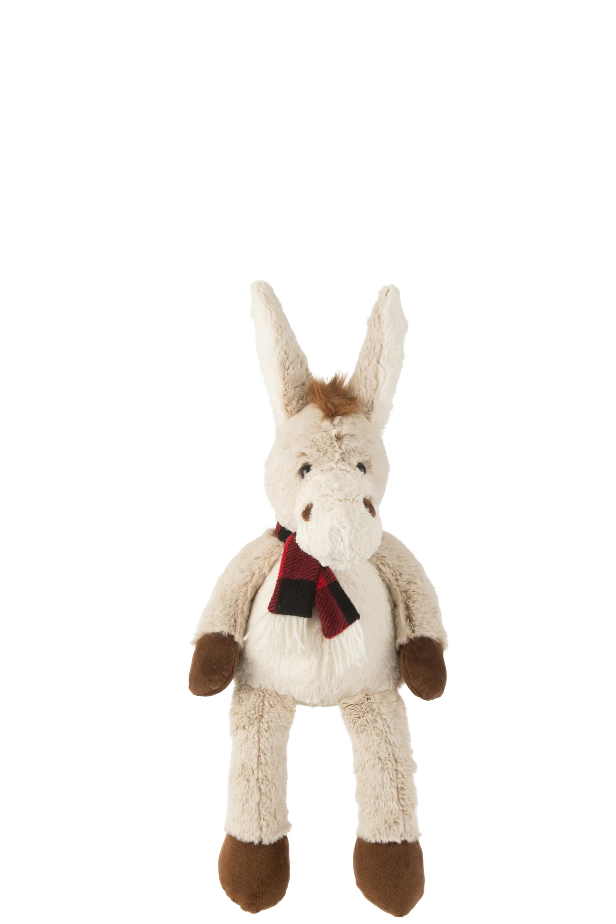 J-Line knuffel Ezel + Sjaal – polyester – beige/bruin – small