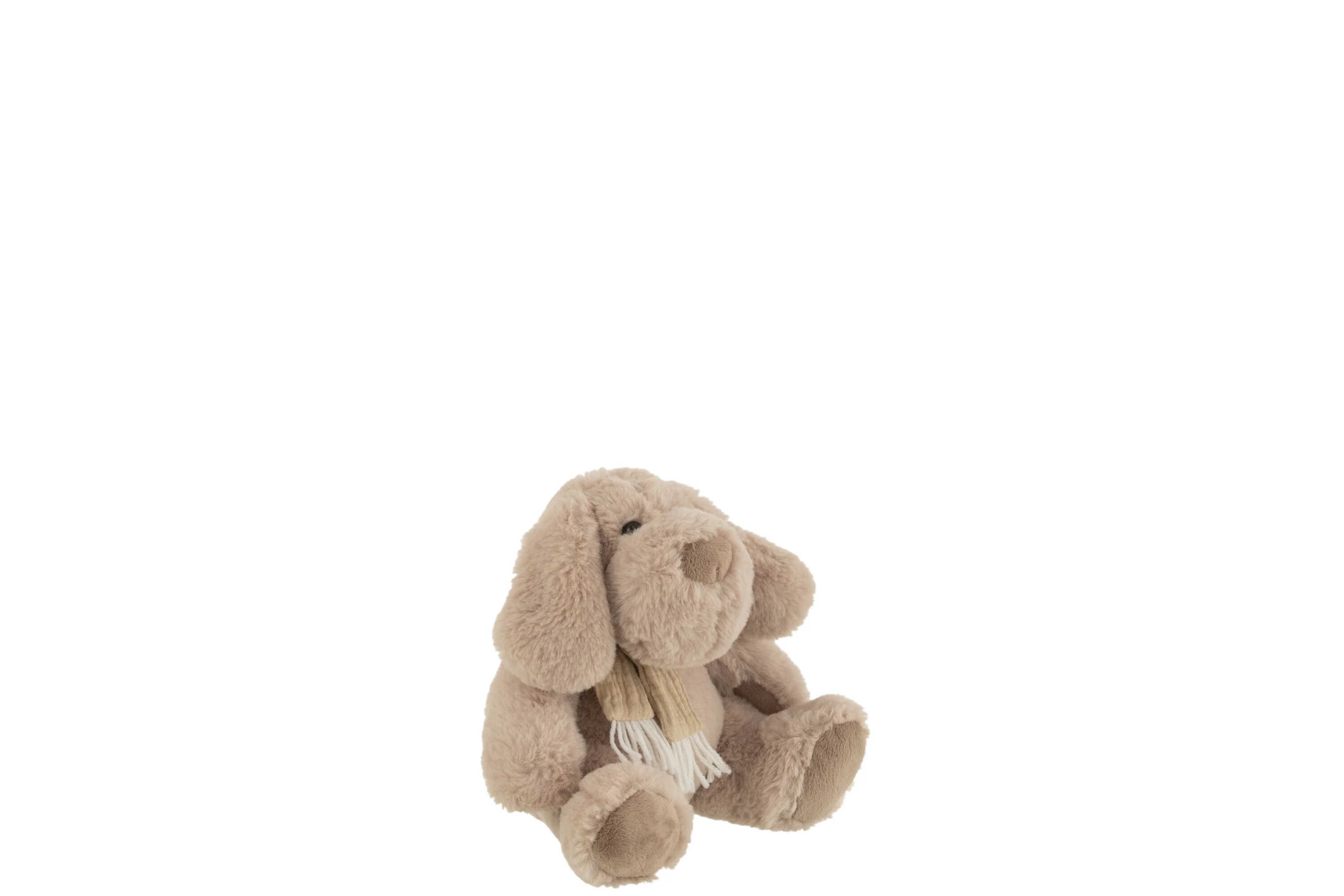 J-Line knuffel Hond + Sjaal Zittend – textiel – beige – small