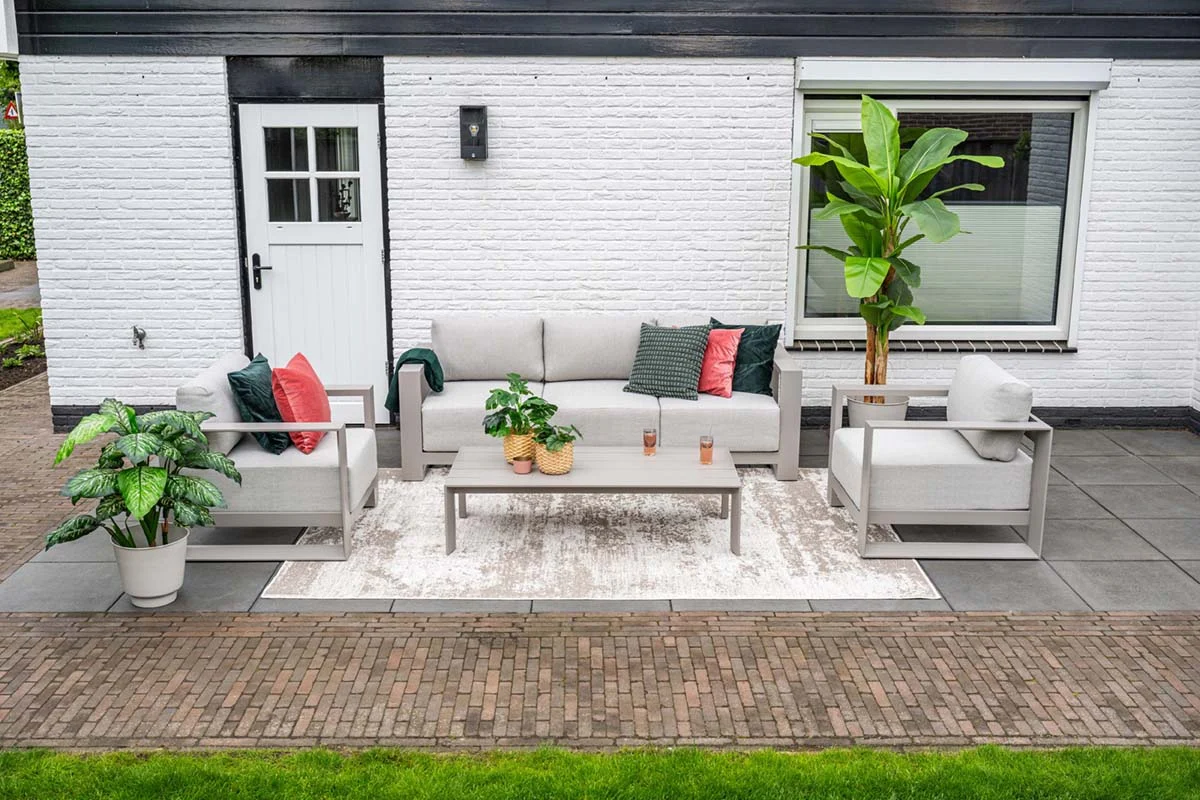 5-persoons stoel-bank loungeset – Levanto – taupe – Garden Impressions