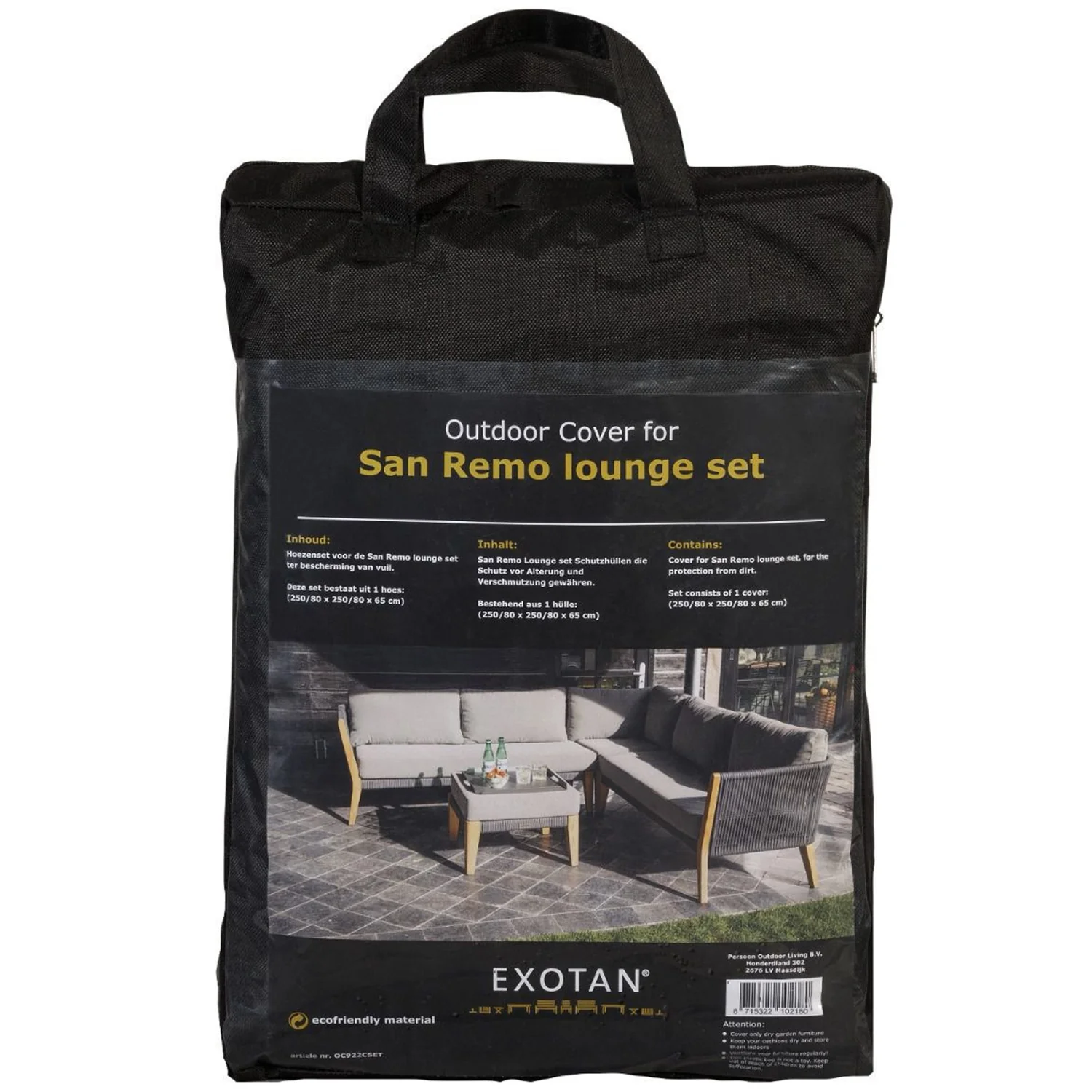 Exotan beschermhoes loungeset San Remo – PE – Zwart – 45x30x14