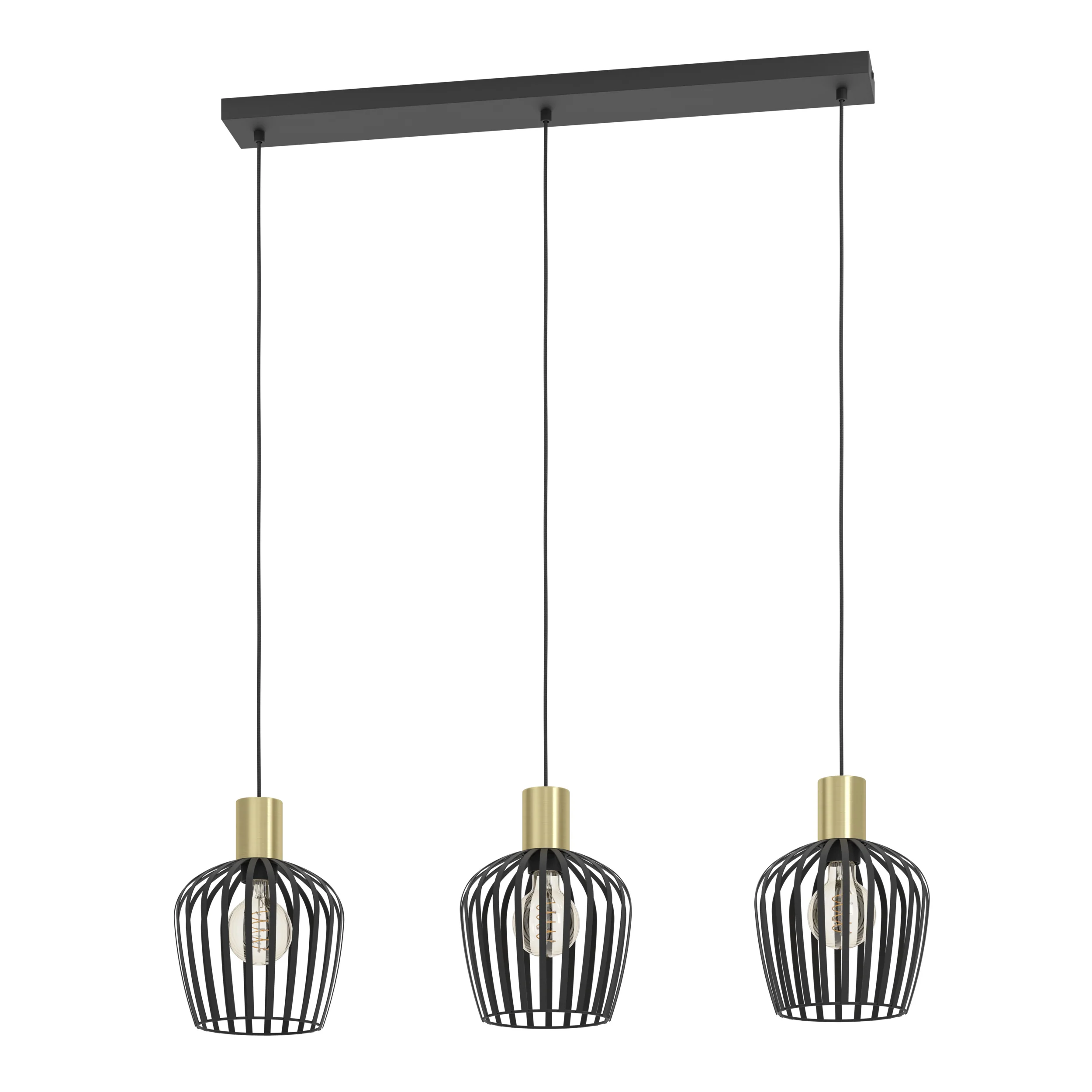 EGLO hanglamp Empoli – 90 cm e27 – 3-lichts – metaal – zwart/goud