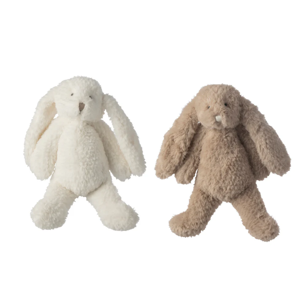 J-Line decoratie Konijn – polyresin – wit/beige – small – set van 2