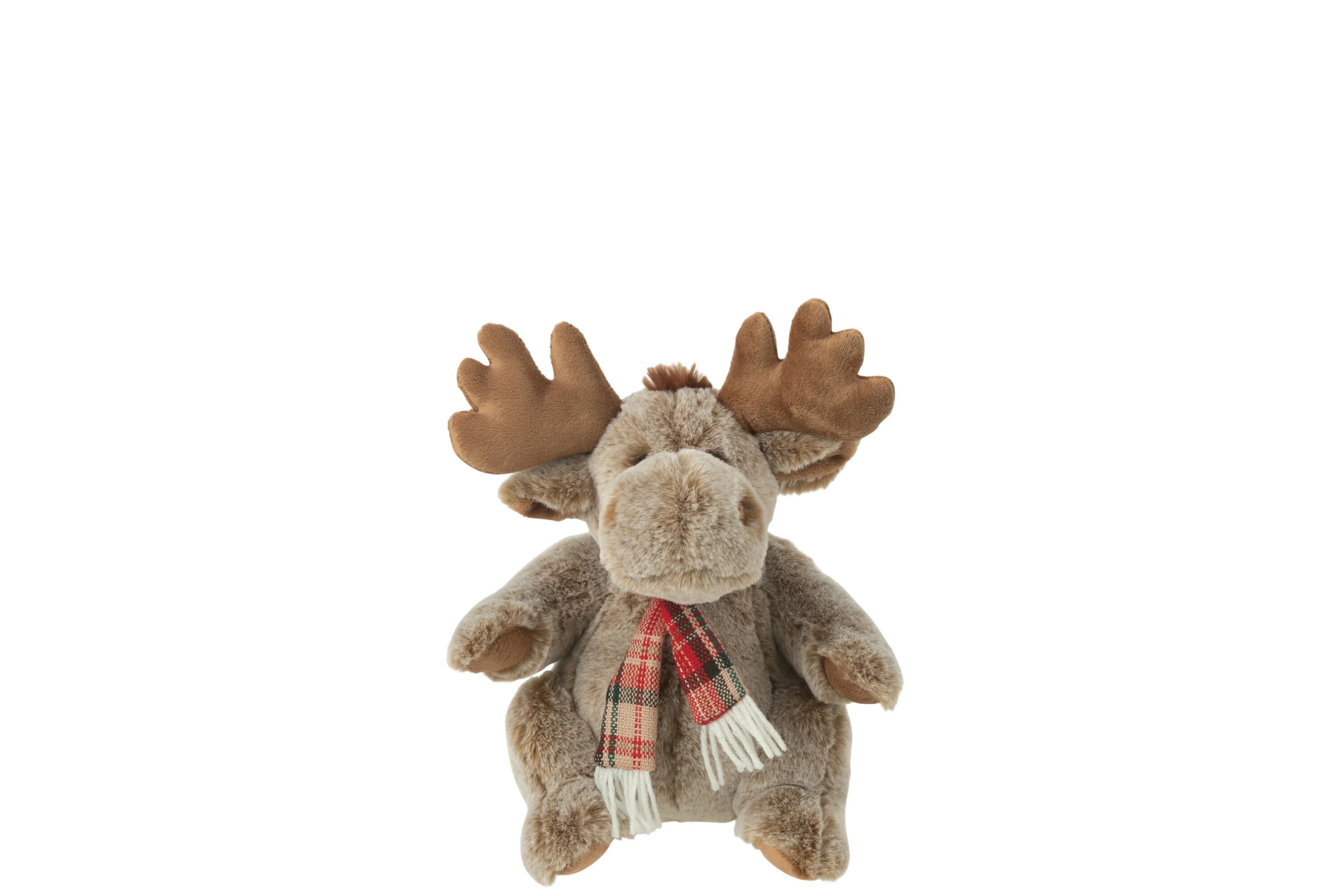 J-Line knuffel Rendier + Sjaal – polyester – bruin – small
