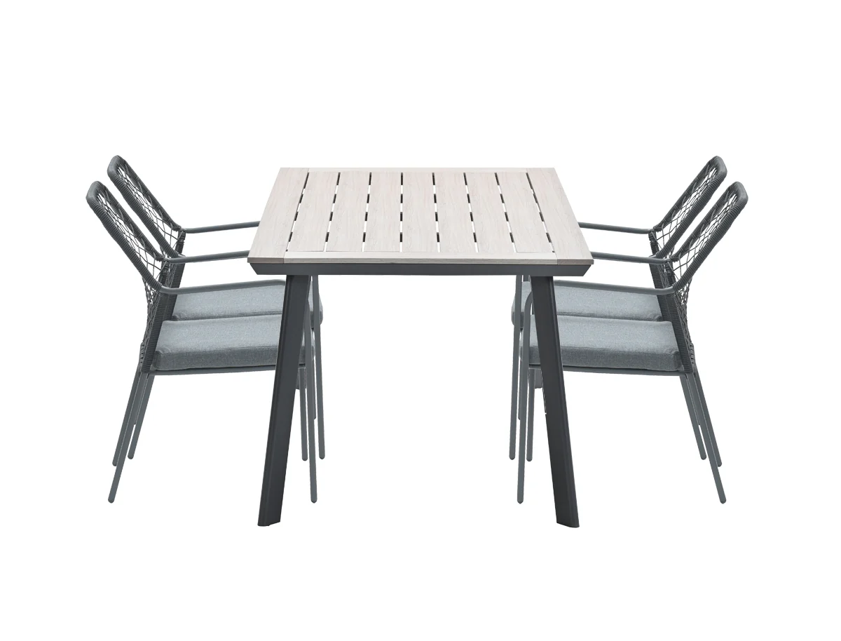 5-delige tuinset Dido tuinstoelen zwart – Vigo tafel