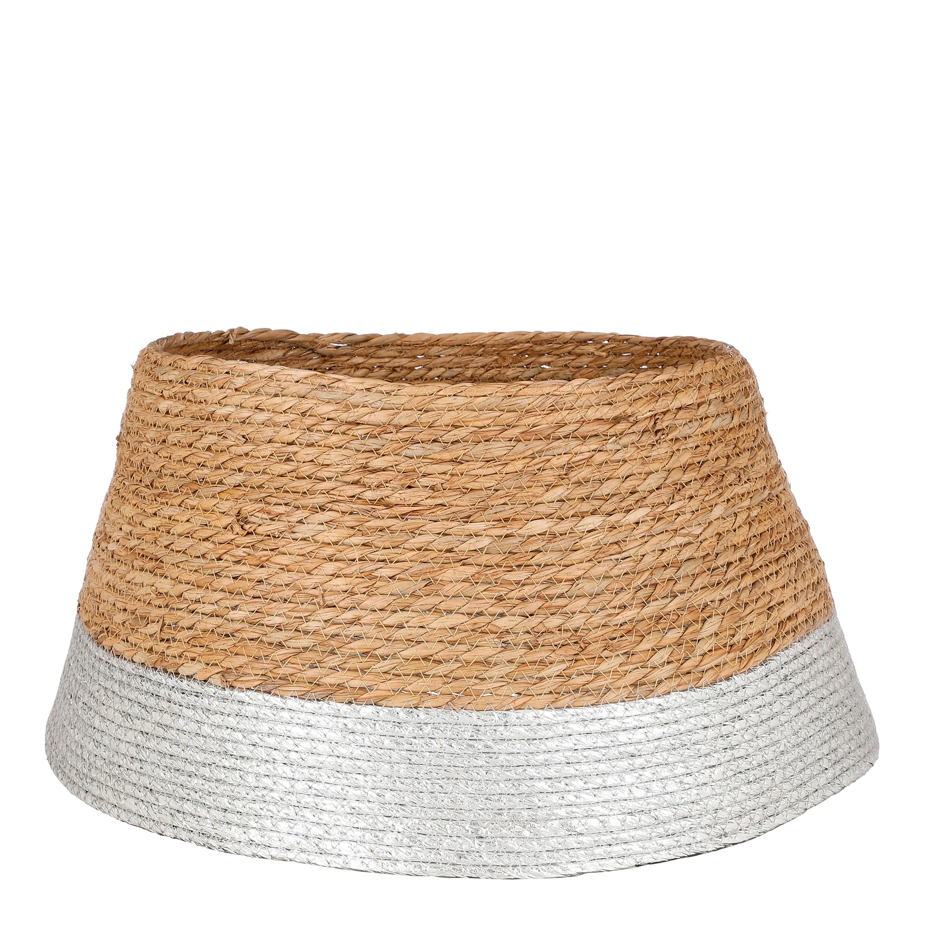 House of Seasons Kerstboomrok – H26 x Ø50 cm – Zeegras – Zilver