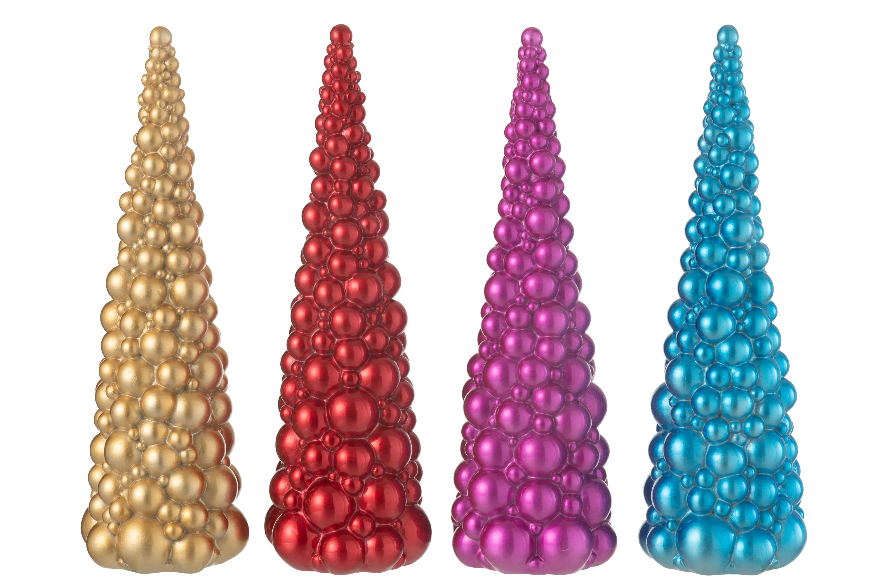 J-Line decoratie Ballen Kerstboom – polyresin – mix – large – 4 stuks