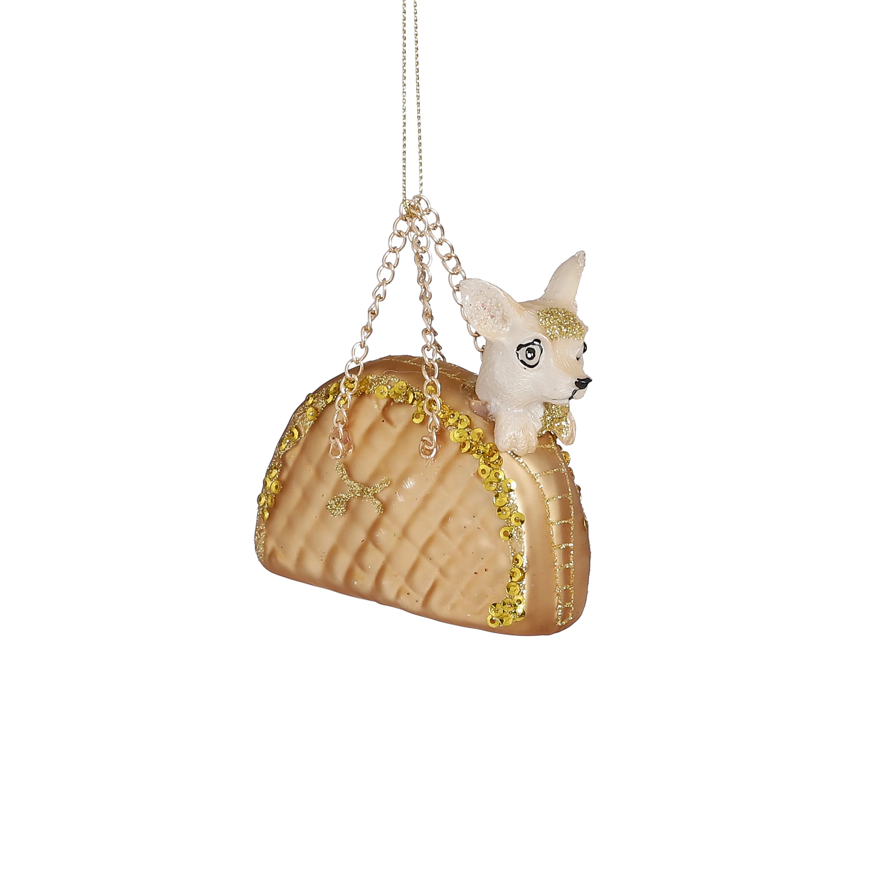 House of Seasons Kerst Ornament Handtas met Hond – L9 x B4 x H8 cm – G