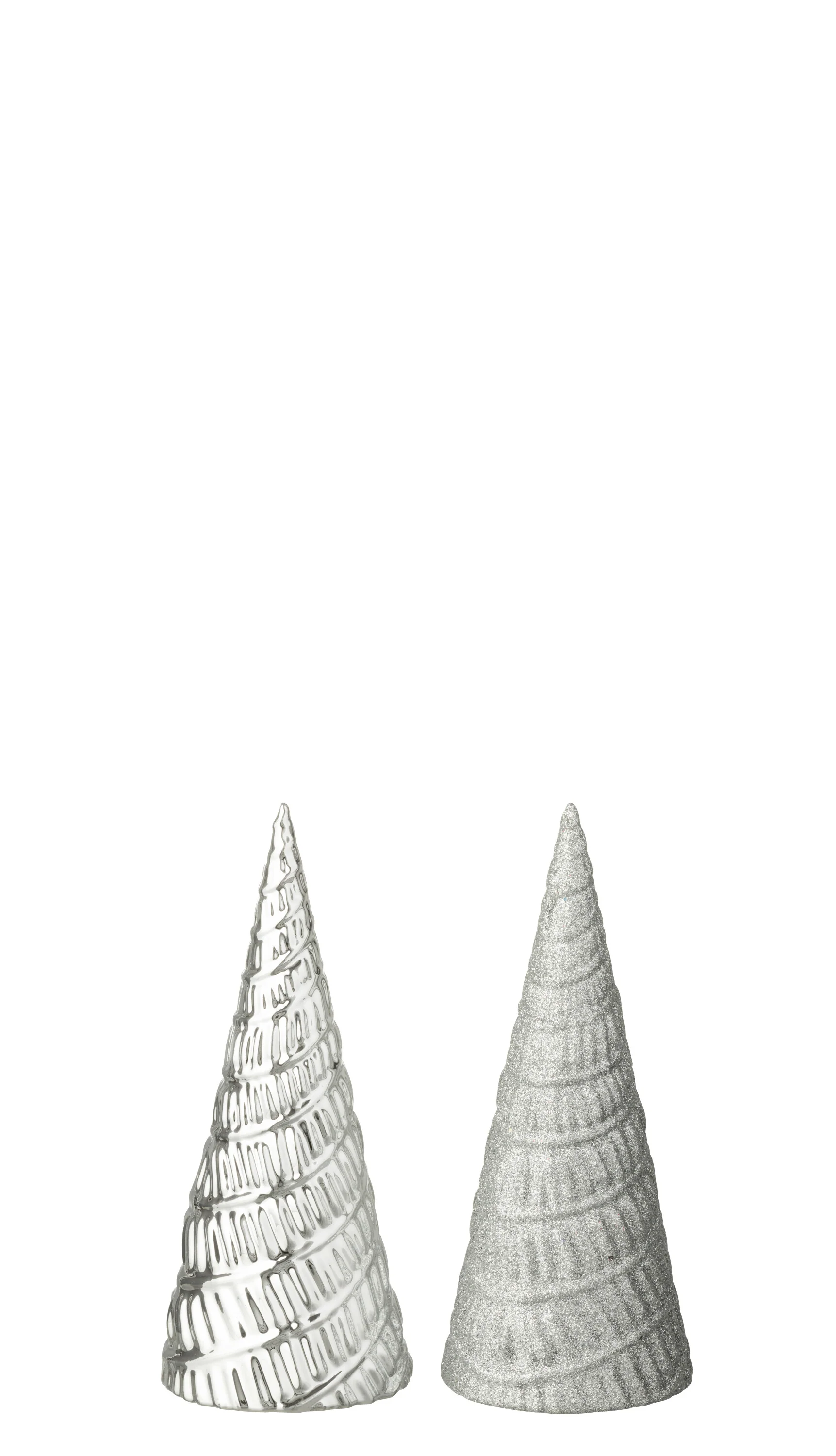 J-Line decoratie Boom – kunststof – wit – 2 stuks