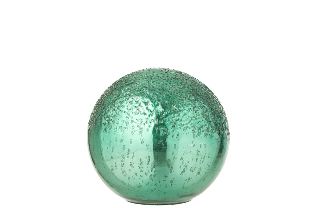 J-Line decoratie Bal Gekraakt – glas – groen – small – LED