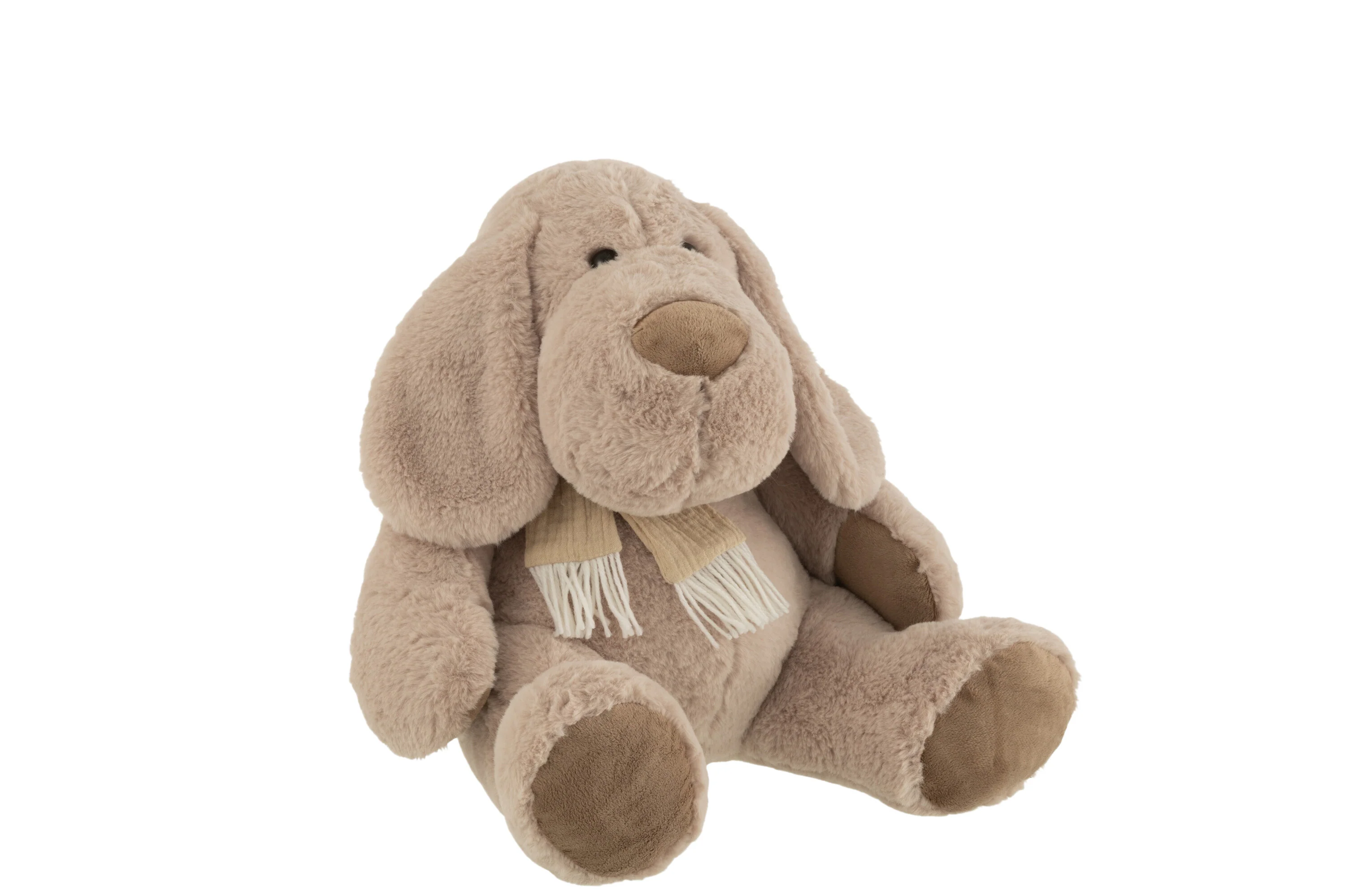 J-Line knuffel Hond + Sjaal Zittend – textiel – beige – extra large